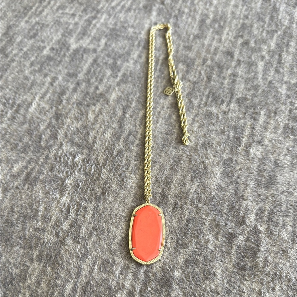 Kendra Scott Gold and Coral Pendant Necklace